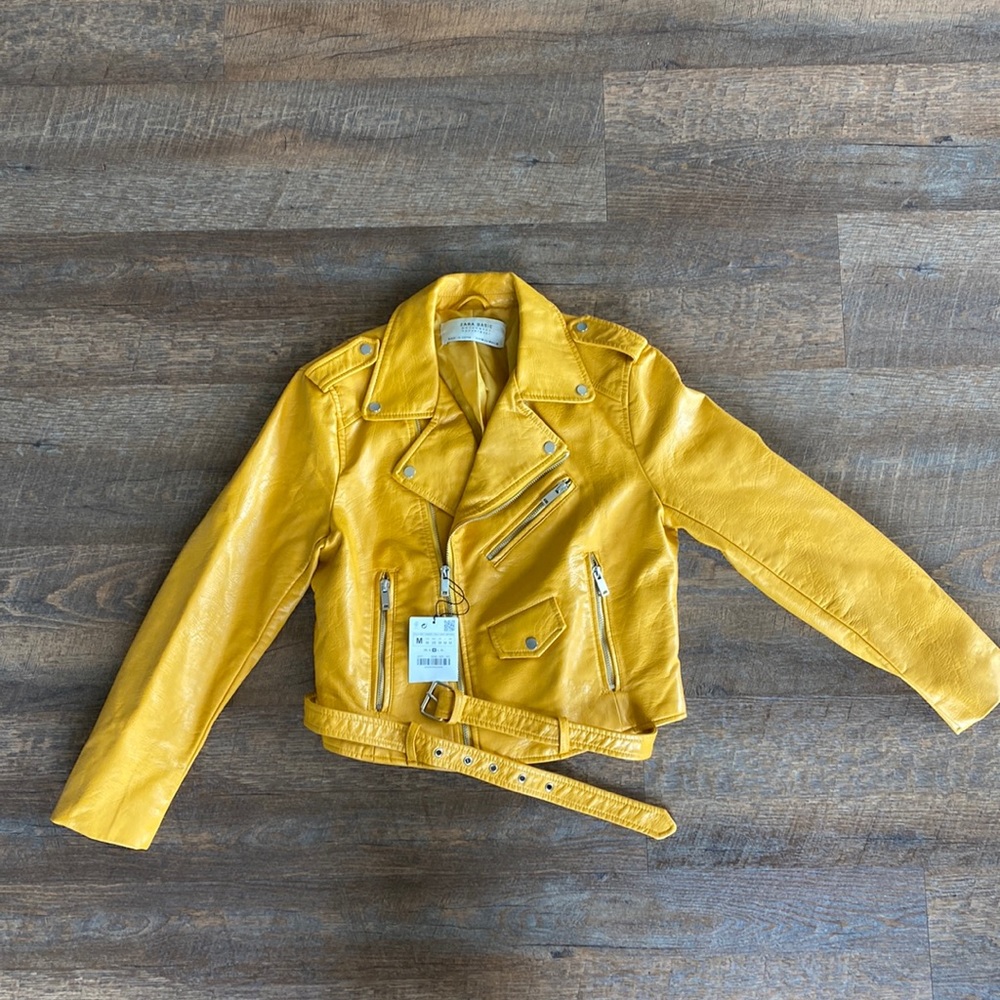 Zara Basic Yellow Biker Jacket
